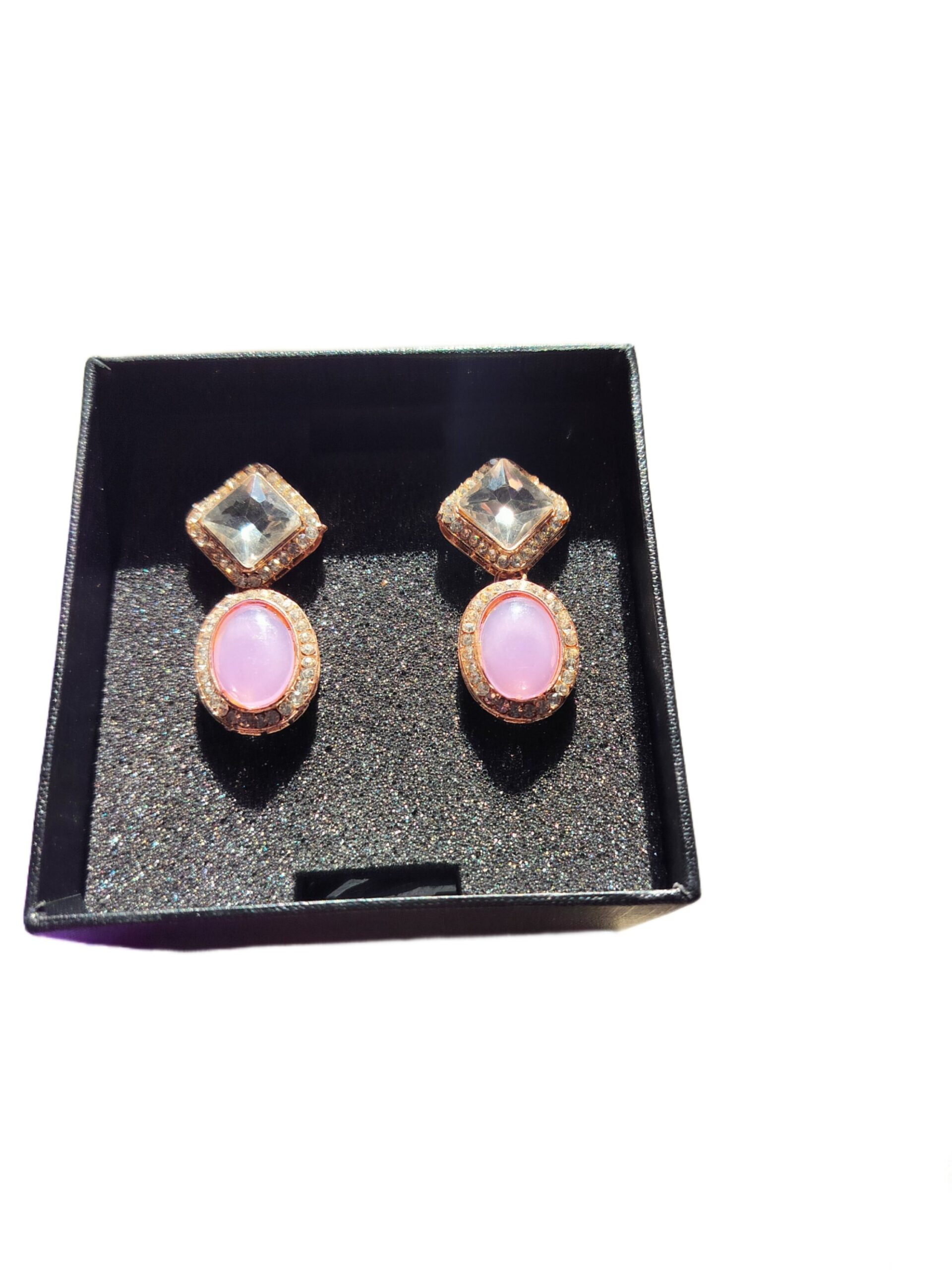 Modenest Pink white kundan Ad Earrings
