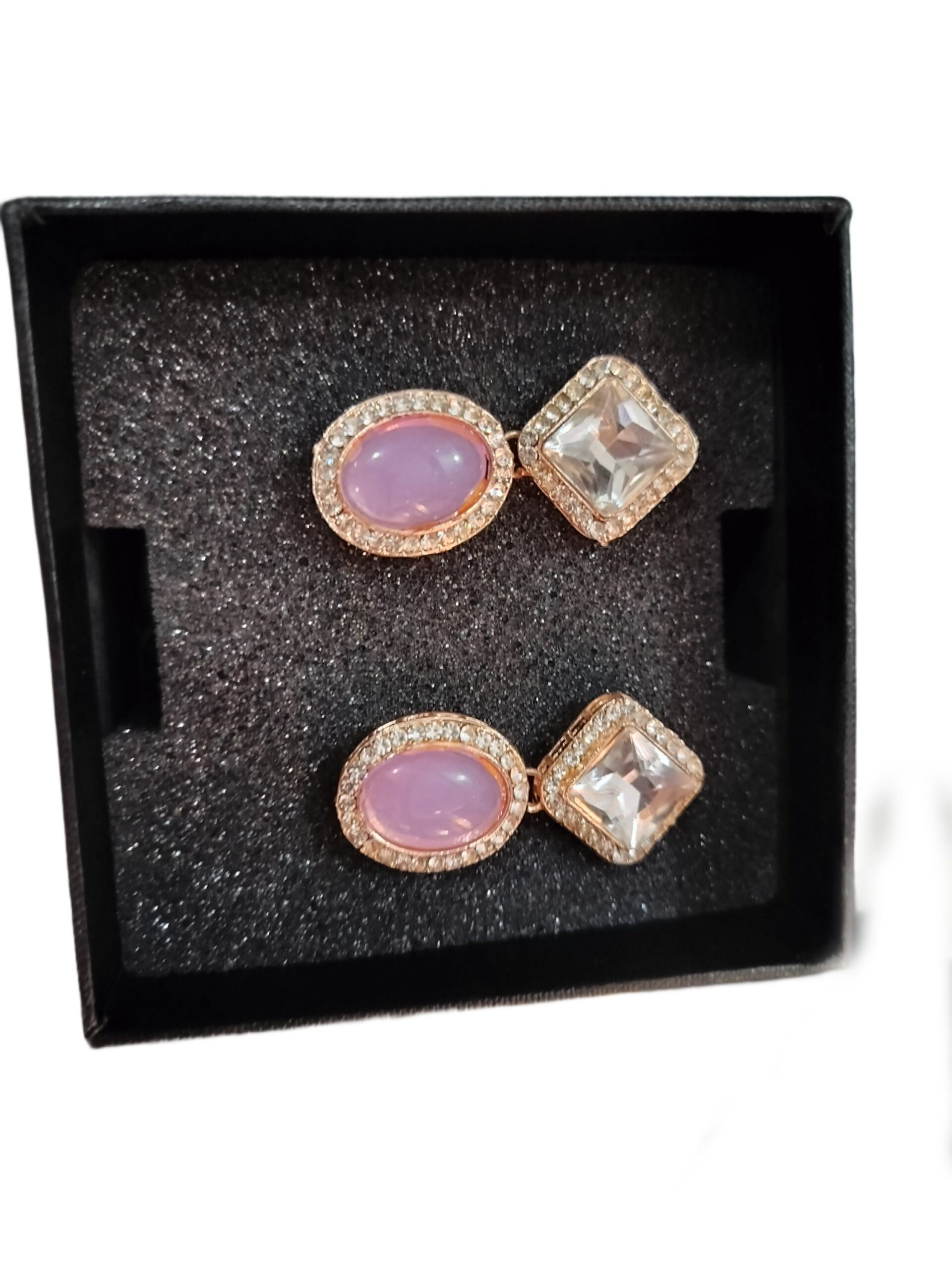 Modenest Pink white kundan Ad Earrings - Image 2