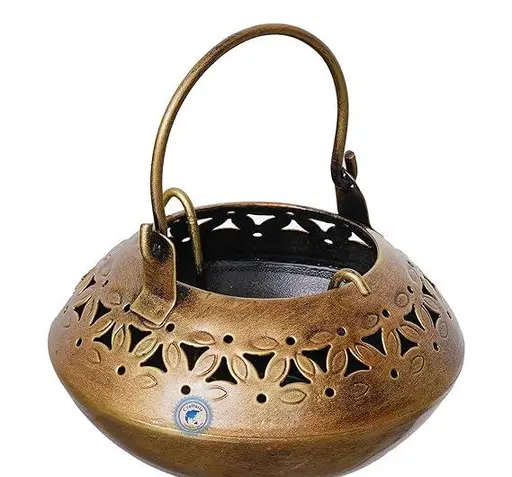 Pure Handmade Handpainted Painted Tea Light Lantern Set with bells and bracket - Image 2