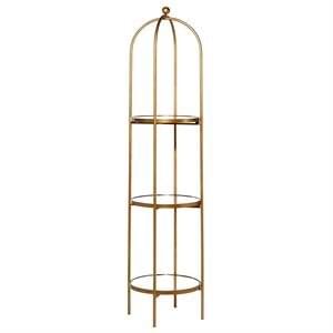 Gold Metal 4 Shelf Storage Shelving Unit with Marble